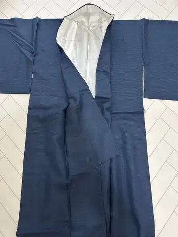 기모노 네이비 순수 실크