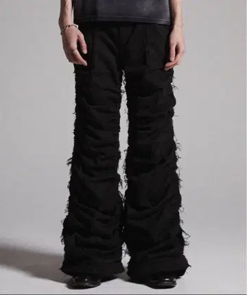 Shirred Damage design Cotton Pants