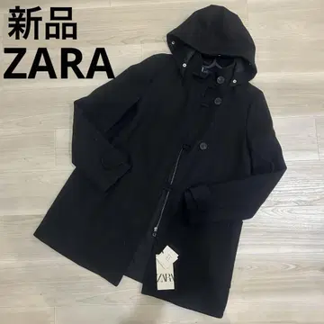 새상품 ZARA 후드 부착 블랙 코트