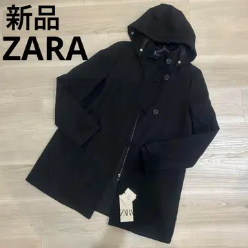 새상품 ZARA 후드 부착 블랙 코트