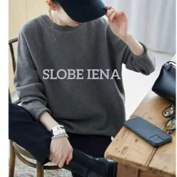 새상품급 SLOBE IENA 코튼 더블 페이스 풀오버 니트 그레이