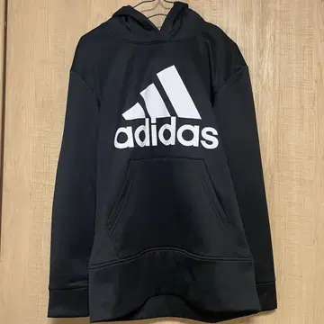 [ 미사용 ] adidas 후드 부착 로고 후드티 블랙 S사이즈