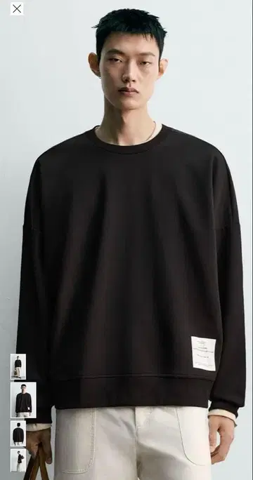 ZARA 인터락 라벨 스웨트 셔츠 사이즈 M