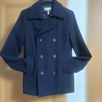 pour la frime 네이비 더블 브레스트 피 코트
