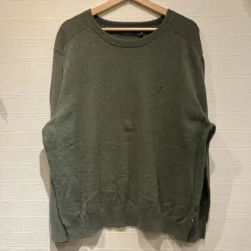 NAUTICA 노티카 올리브 그린 크루넥 니트 스웨터