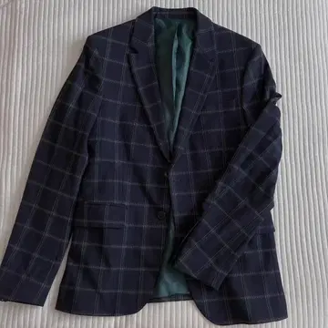 ZARA 네이비 체크 무늬 비즈니스 자켓