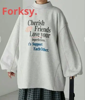 Forksy. 스티치 배색 로고 맨투맨 풀오버