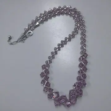 연보라색 크리스탈 비즈 목걸이