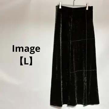 새상품급 Image [ L ] 다크 그린 벨벳 롱 스커트 코듀로이