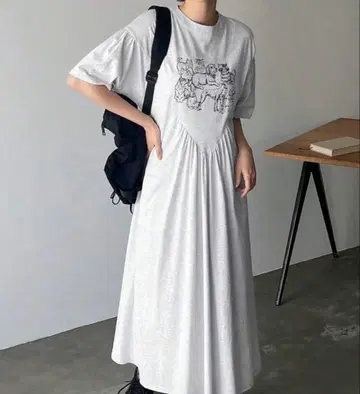 동물 프린트 그레이 플레어 원피스