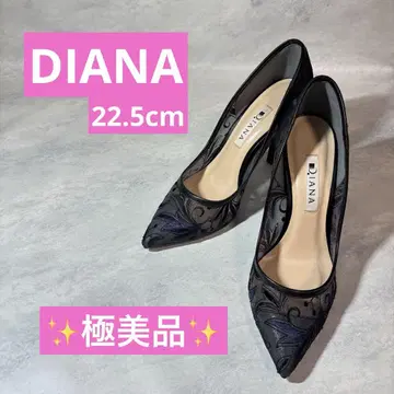 컨디션 최상 DIANA 자수 하이힐 블랙 블루 22.5cm