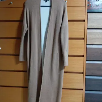 [ BANANAREPUBLIC ] 베이지 롱 코트 오픈 프론트 니트 M