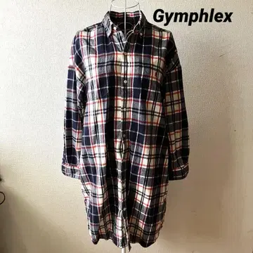 새상품급 Gymphlex 짐플렉스 플란넬 셔츠 튜닉 원피스 체크 무늬