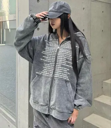 KsG 후드 부착 집업 후드티 그레이