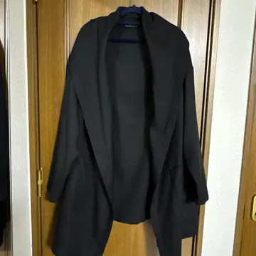미즈이로 인드 드레이프 후디 가디건 코트 블랙 프리