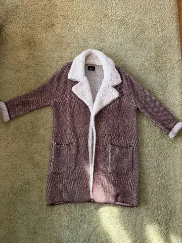 ZARA KNIT 빨간색과 화이트 트위드 롱 코트