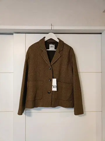 미사용 ZARA 브라운 테일러드 자켓 트위드
