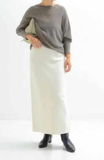 Demi-Luxe BEAMS 심플 타이트 니트 스커트 화이트