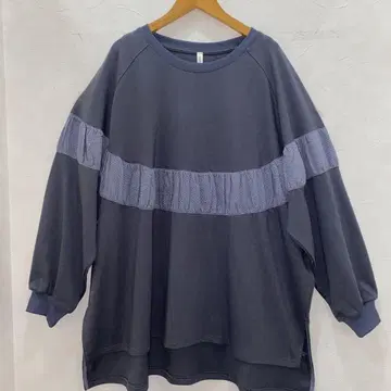루필리안 이소재 프릴 블루 긴팔 오버 상의 새상품