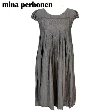 새상품급 mina perhonen 반팔 원피스 실크 플리츠 36 그레이