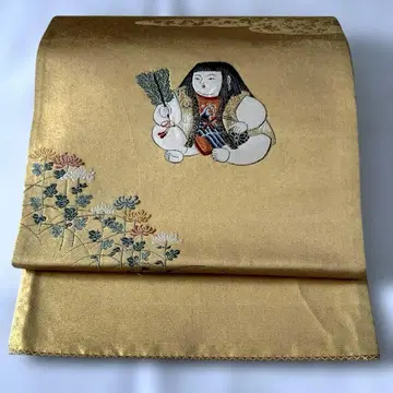 국화 향기 면 금박 오태코 패턴 나가시마 직조풍 (순수 실크)