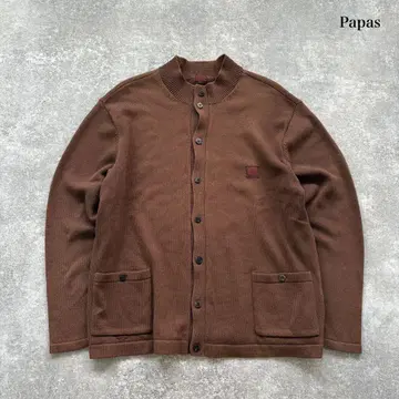 [ Papas ] 파파스 코튼 니트 가디건 브라운 긴팔 (L 사이즈)