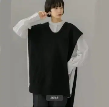 새상품급 [ KBF ] 멀티 니트 튜닉 블랙 베스트 판초
