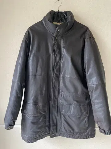 80s Eddie Bauer 레더 다운 코트 L 다운