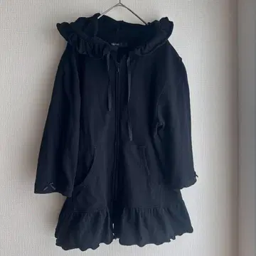 핑크하우스 레이스 지퍼 후드티 L 사이즈 블랙