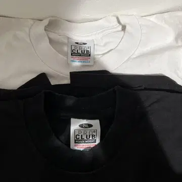 PRO CLUB T셔츠 2XL 화이트 블랙 2종 세트