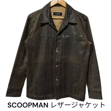 스쿠프맨 레더 재킷 빈티지풍 (합성 피혁)