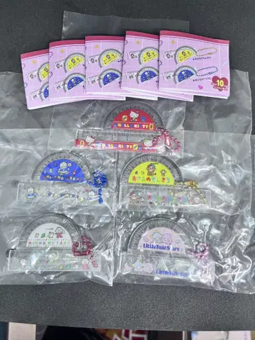 산리오 레트로 미니 눈금자 & 각도기 키링 5종 키티 키키라라 몽키치 외