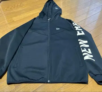 New Era 블랙 풀 집업 후드티 L 사이즈
