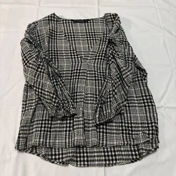 ZARA 체크 무늬 7부 소매 셔츠