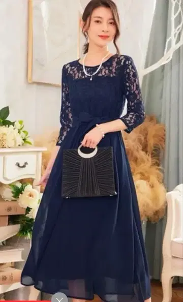 칠부 소매 롱 원피스 L 사이즈