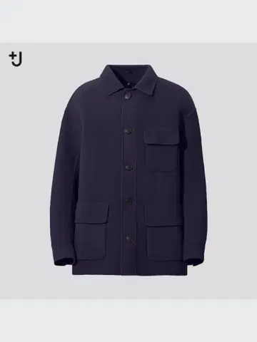 컨디션 최상 UNIQLO +J 더블 페이스 오버 사이즈 워크 자켓 울