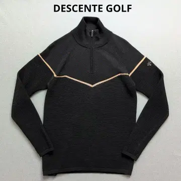 [ 새상품급 ] 데상트 골프 하프 지퍼 모크넥 스웨터 블랙 S