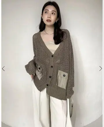 아뉴앙스 메쉬 사파리 니트 가디건 택 포함 미사용 새상품