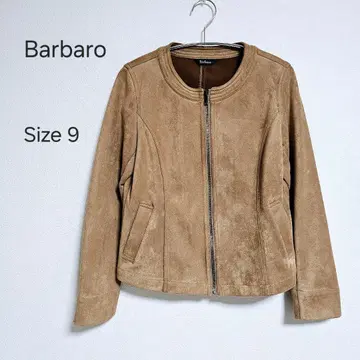 Barbaro 바바라 브라운 스웨이드 노카라 자켓 사이즈 9