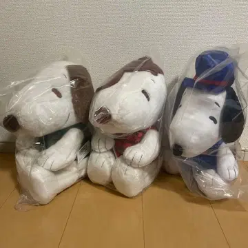 PEANUTS 스누피 봉제 인형 체크 무늬 그린 택 포함 새상품