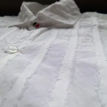 [새상품급] 이탈리아제 PRNDI 면 100% 호리젠탈 긴팔 셔츠 화이트