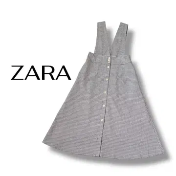 ZARA 하운드투스 체크 패턴 점프 스커트 골드 버튼