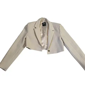 ZARA 화이트 크롭 테일러드 자켓 S