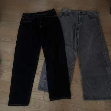 데님 팬츠 블랙 그레이 2개 세트 XXL