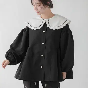 fitmore 펄 버튼 개더 페플럼 자켓 아우터
