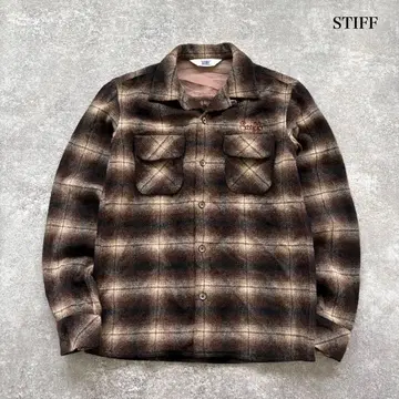 [ STIFF ] 스티프 옴브레 오픈 카라 셔츠 보드 셔츠 자수