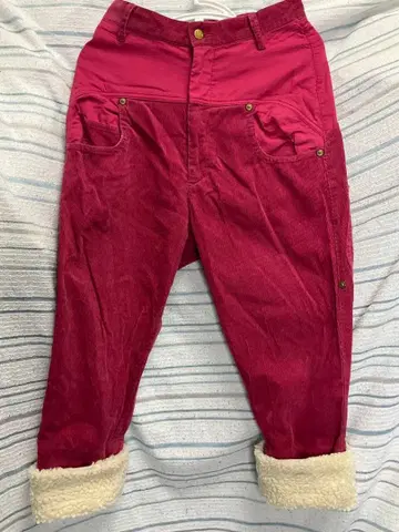 메르시보쿠 빨간색 코듀로이 x 보아 바지 팬츠