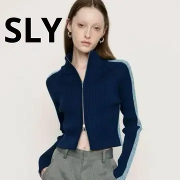 SLY KNIT TRACK BLOCKING 상의 NVY