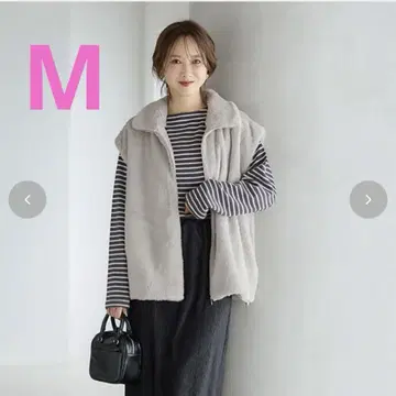 시마무라 mysacloset 다나카 리나 퍼 베스트 슬리브리스 아우터 M