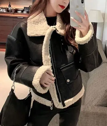 페이크 무스탕 보아 블루종